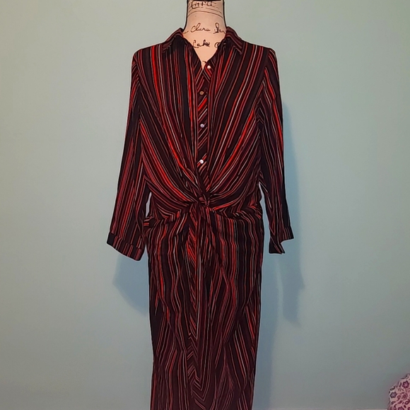 City Chic button-up amber strip long sleeve dress 16 - Picture 4 of 5